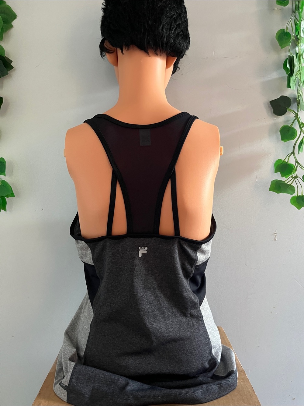 Fila Women's Black and Gray Strappy Racerback Sports Tank